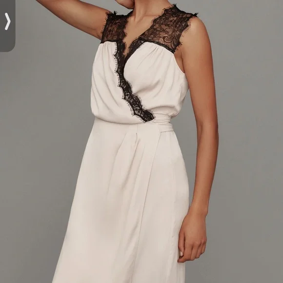 Anthropologie Cream and Black Lace Midi Dress - Picture 4 of 6